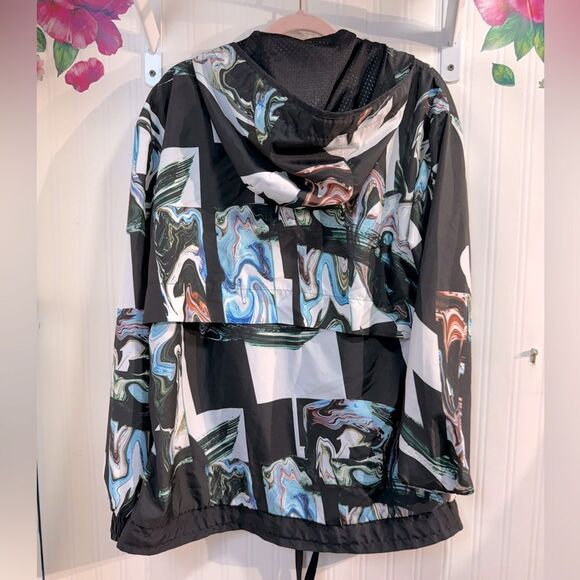 Nike Women's Black/Multi Marble-Print Half-Zip Hooded Jacket Sz M - Picture 9 of 13